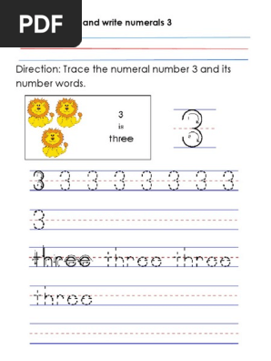 Tracing number 3 with number words.pdf