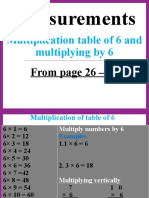 Measurements: Multiplication Table of 6 and Multiplying by 6