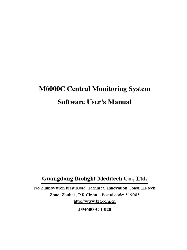 Manual of M6000C Central Monitoring System PDF Visual Cortex