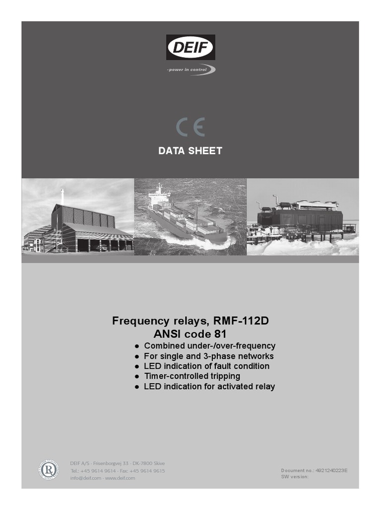 RMF-112D Frequency Relay Data Sheet | PDF | Relay | Power Engineering