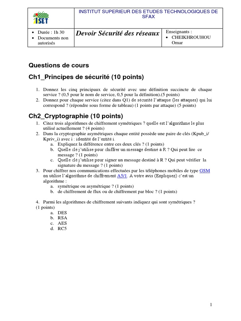 Sécurité et Cryptographie : Cours et Exercices | PDF | Cryptage ...