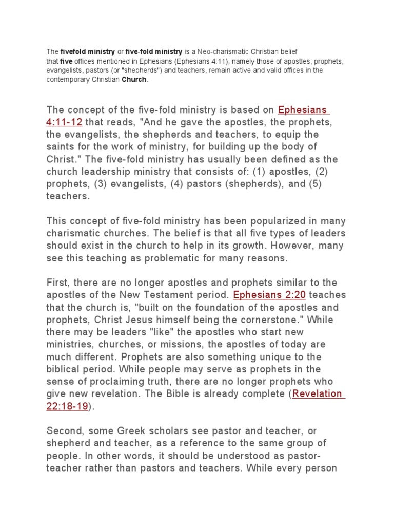 Five Fold Ministry Download Free Pdf Pastor Christian Church