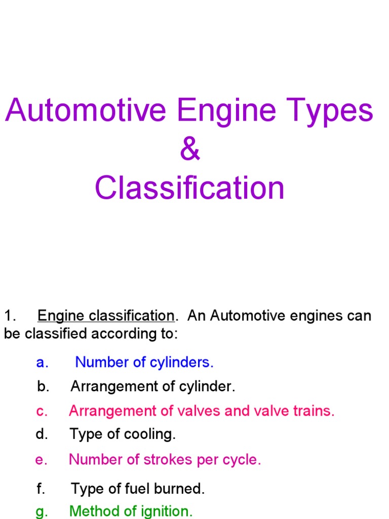 Types and Classification of Automotive Engines | PDF | Engines | Energy ...