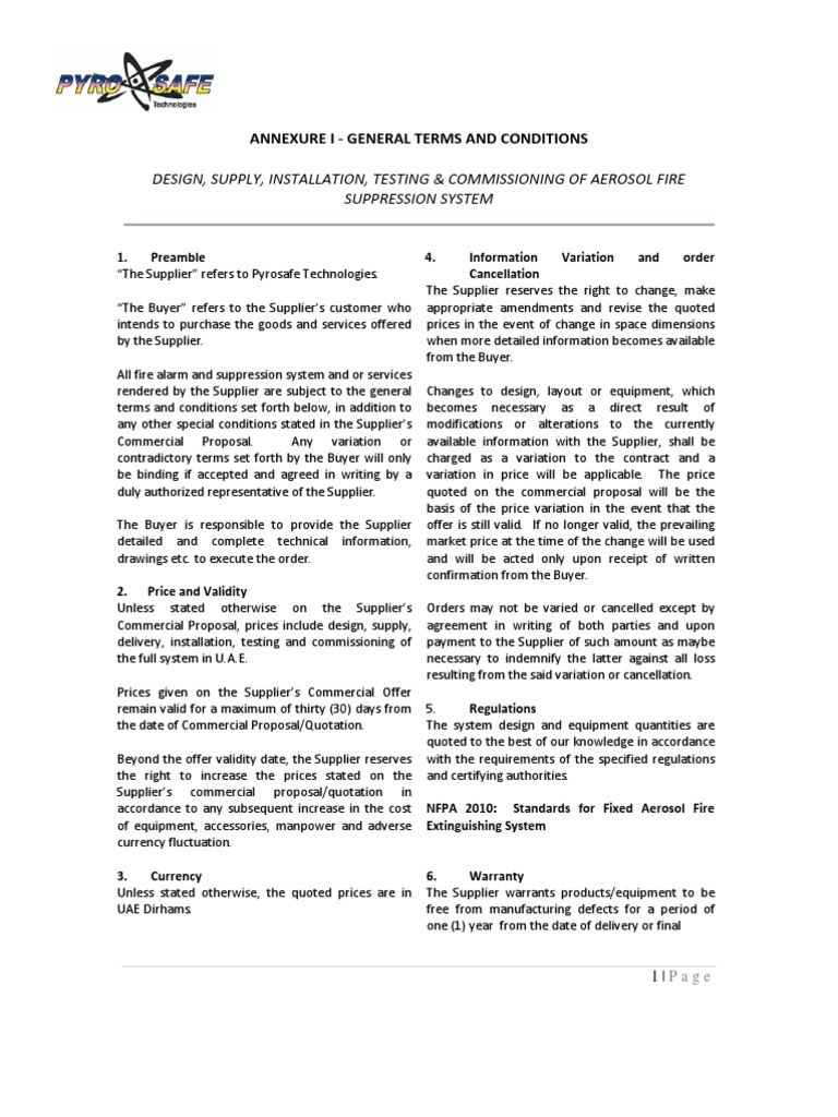 Standard Conditions of Sale PDF Prices Virtue