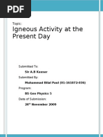 Igneous Activity at The Present Day: Topic