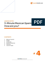 3-Minute Mexican Spanish S1 #4 How Are You?: Lesson Notes