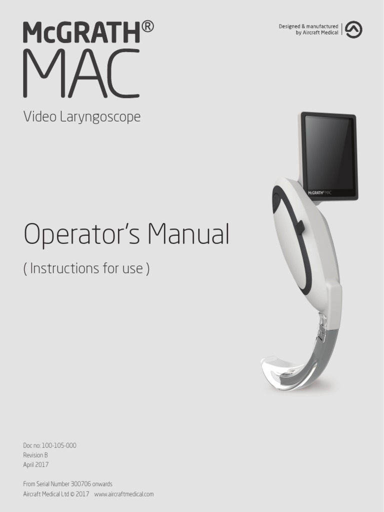 McGrath MAC Video Laryngoscope Instructions For Use PDF PDF Nature