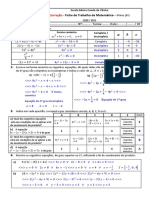 Escola Básica Conde de Vilalva - Correção Ficha de Trabalho de Matemática 9oAno