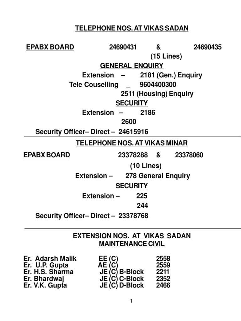 DDA Contact Numbers and Directory 2024 | PDF | Politics Of India ...