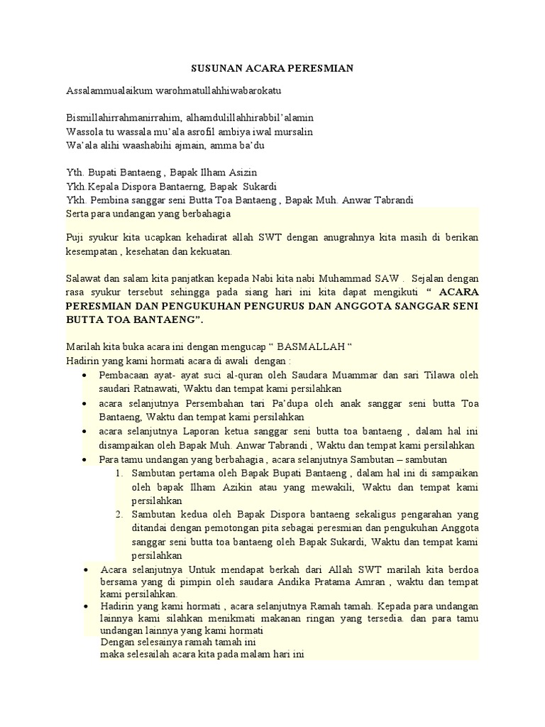 Susunan Acara Peresmian | PDF