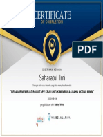 Saharatul Ilmi BelajarMembuatBoluTapeKejuuntukMembukaUsahaModalMinim by BakingWorld 24august2020 Completion Certificate