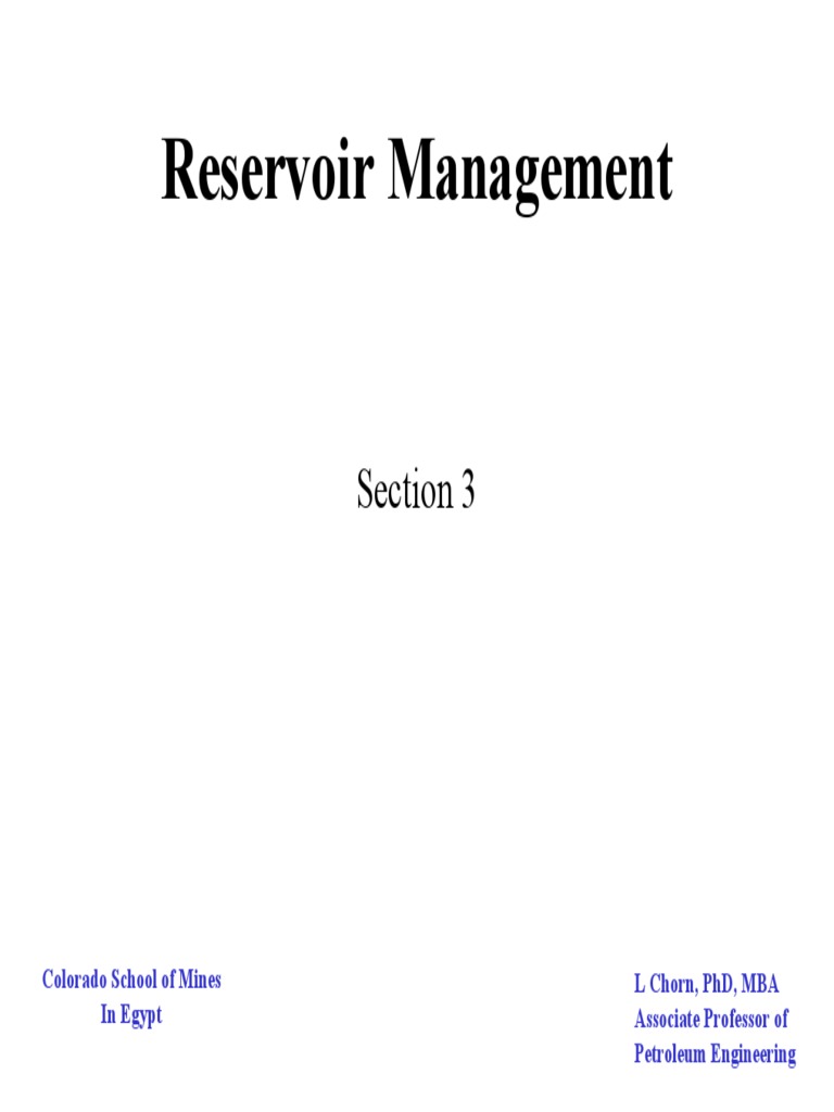 Reservoir Management - 03 (W Solutions) | PDF | Permeability (Earth ...