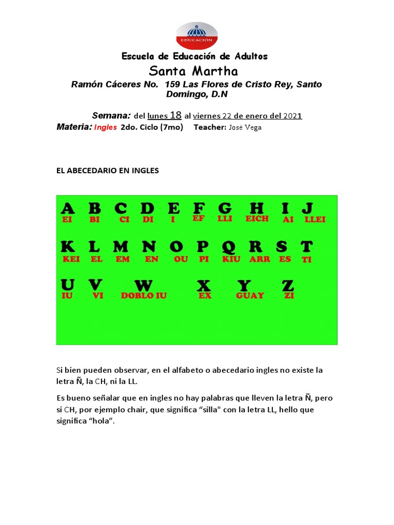 El Alfabeto En Ingles El Abecedario en Ingles | PDF