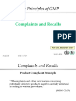 Basic Principles of GMP: Complaints and Recalls