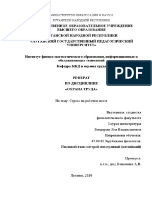 Реферат: Стрессовые ситуации в работе менеджера по персоналу