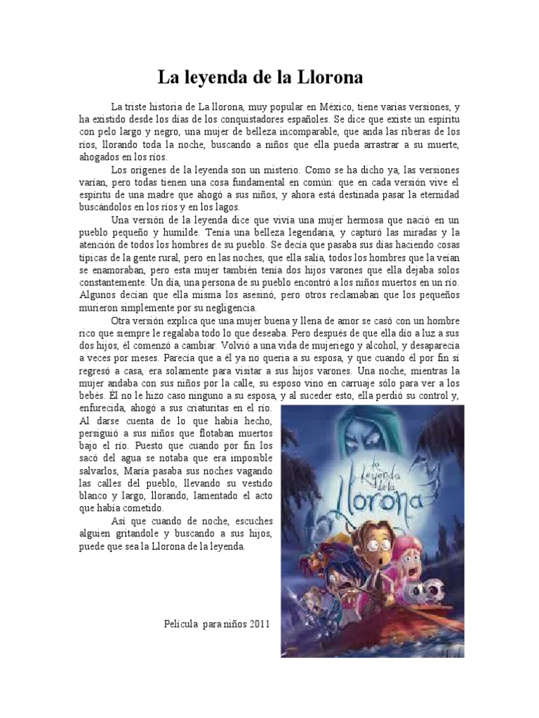 La Leyenda de La Llorona PDF Belleza