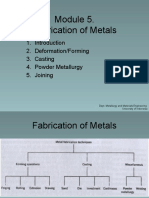 Fabrication of Metals: 2. Deformation/Forming 3. Casting 4. Powder Metallurgy 5. Joining