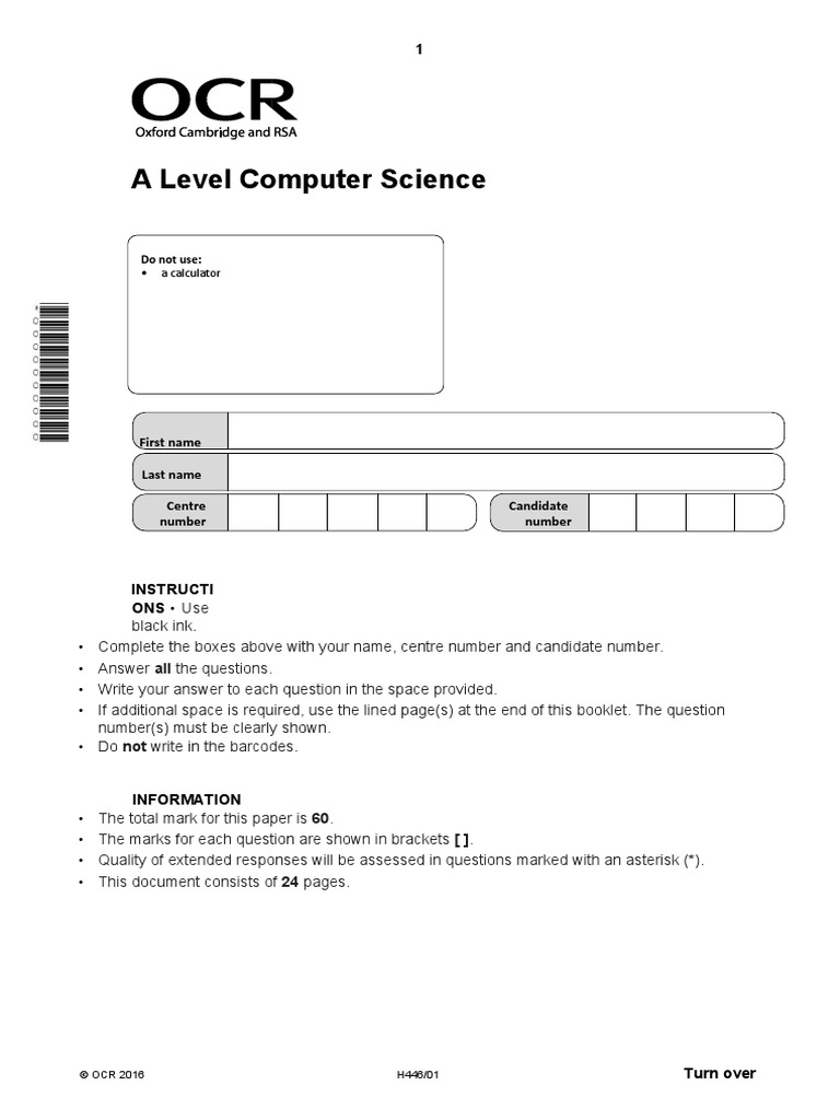 Y12 Computer Science Open Book Exam Jun 2020 | PDF | Optical Character ...