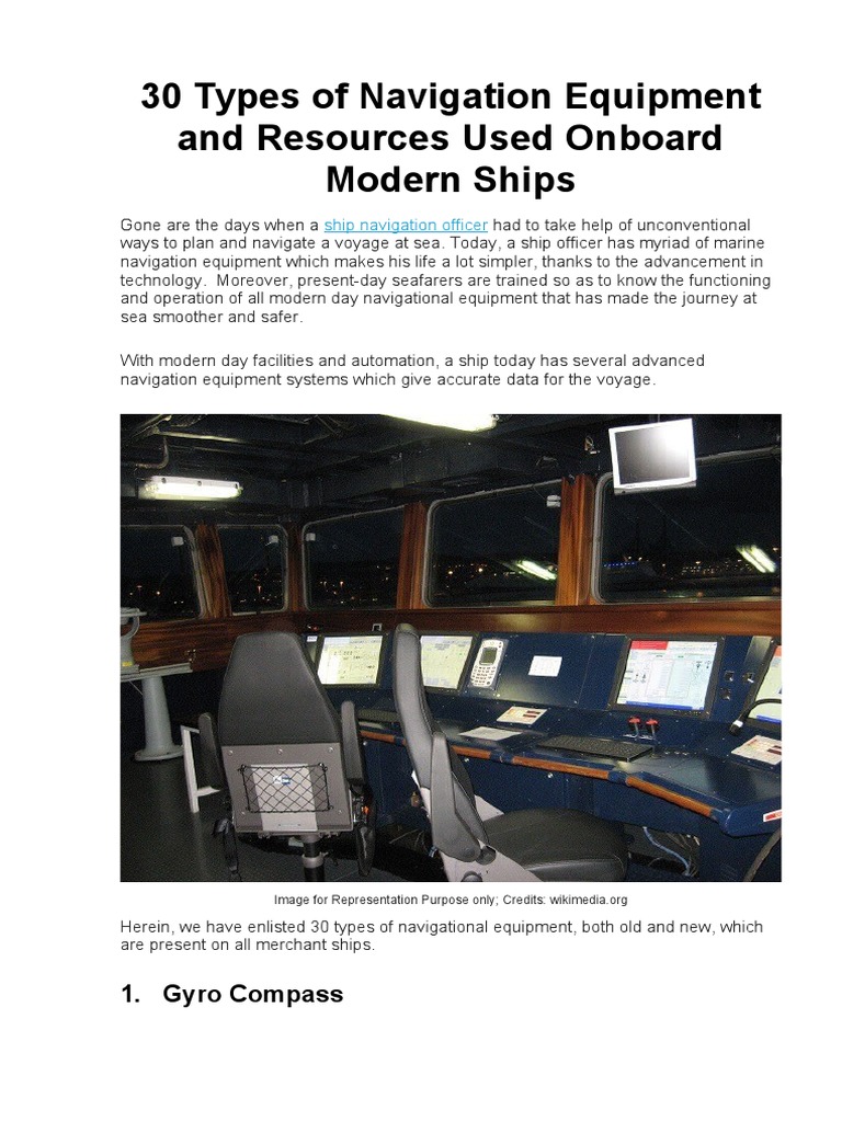 30 Types of Navigation Equipment and Resources Used Onboard Modern