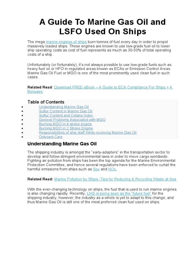 Marine Gas Oil and LSFO Overview | PDF | Fuel Oil | Diesel Fuel