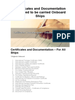 Certificates and Documentation Required To Be Carried Onboard Ships