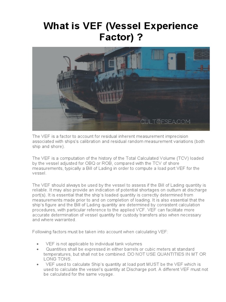 Understanding Vessel Experience Factor (VEF) | PDF | Metrology | Transport