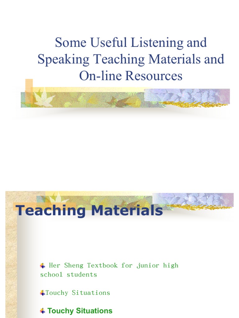 Teaching Listening and Speaking Resources | PDF | English As A Second ...