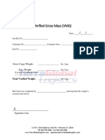 Verified Gross Mass (VGM) Certificate Document