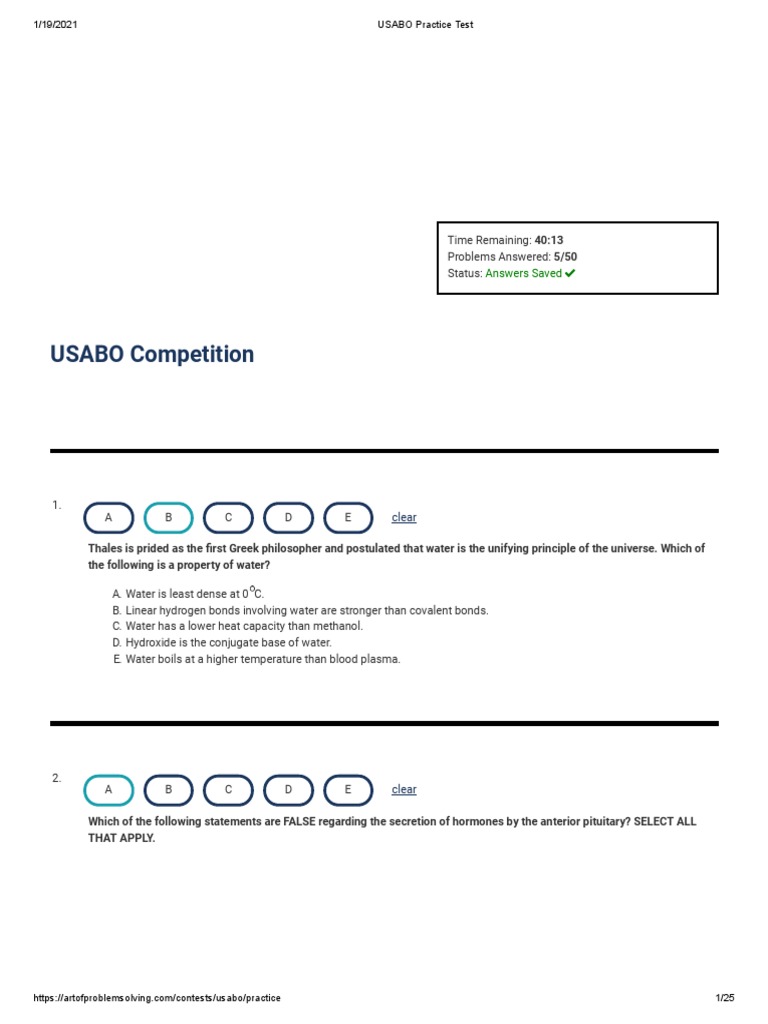 USABO Competition Answers Saved Q PDF Fetus Operon