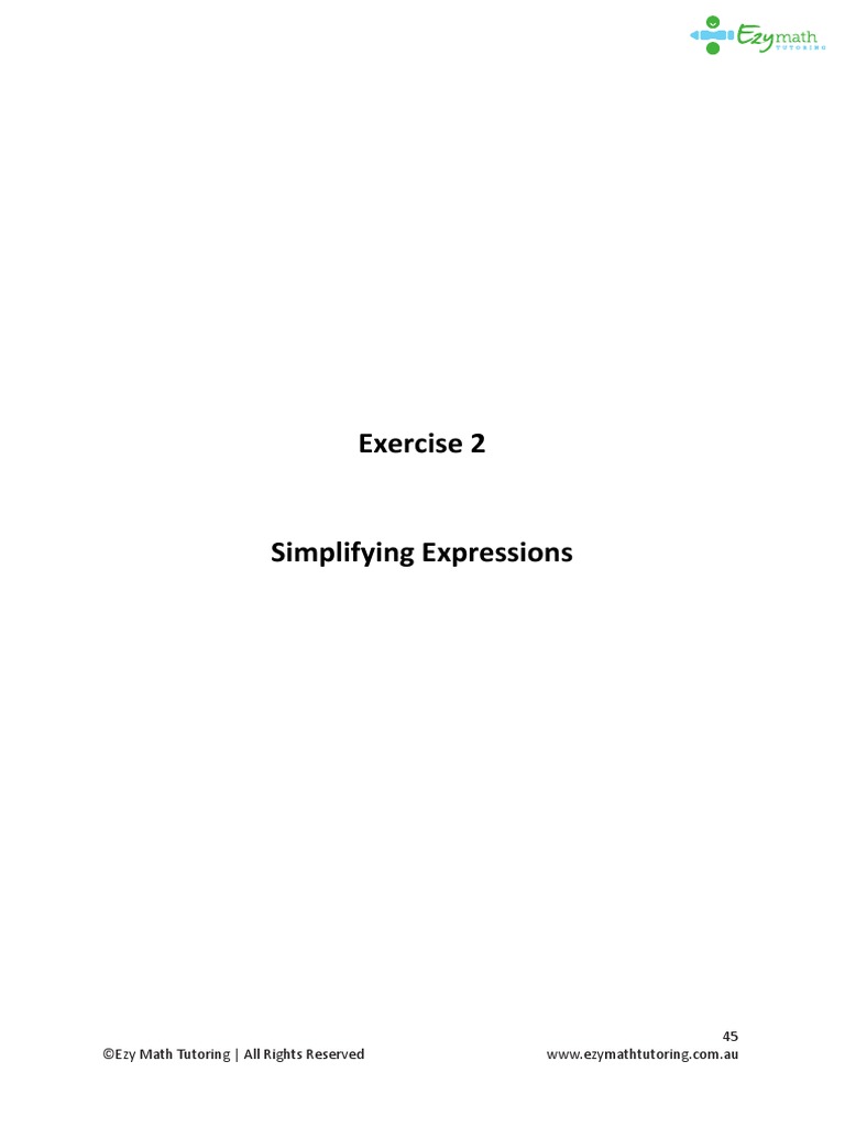 Year 7 Maths - Algebra - Simplifying Expressions - Answers (Ch2 Ex2 ...