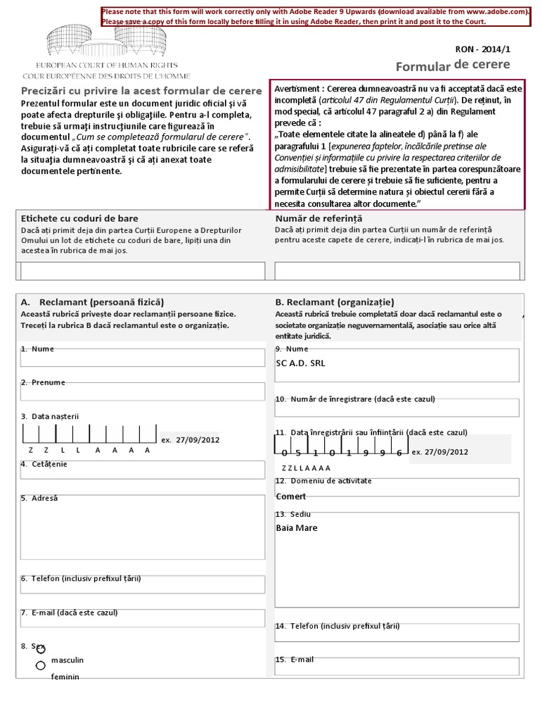Formular CEDO | PDF