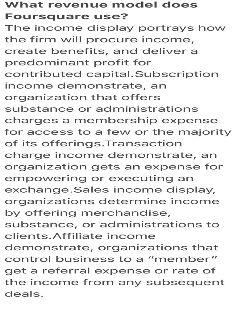 Foursquare's Revenue Models Explained | PDF | Facebook | Internet Privacy