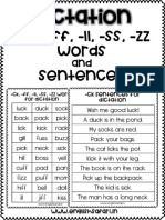 CK, - FF, - LL, - SS, - ZZ Words Sentences: Dictation