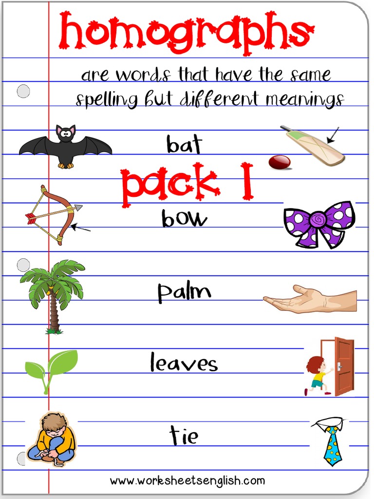Bat Bow Palm Leaves Tie: Are Words That Have The Same Spelling But ...