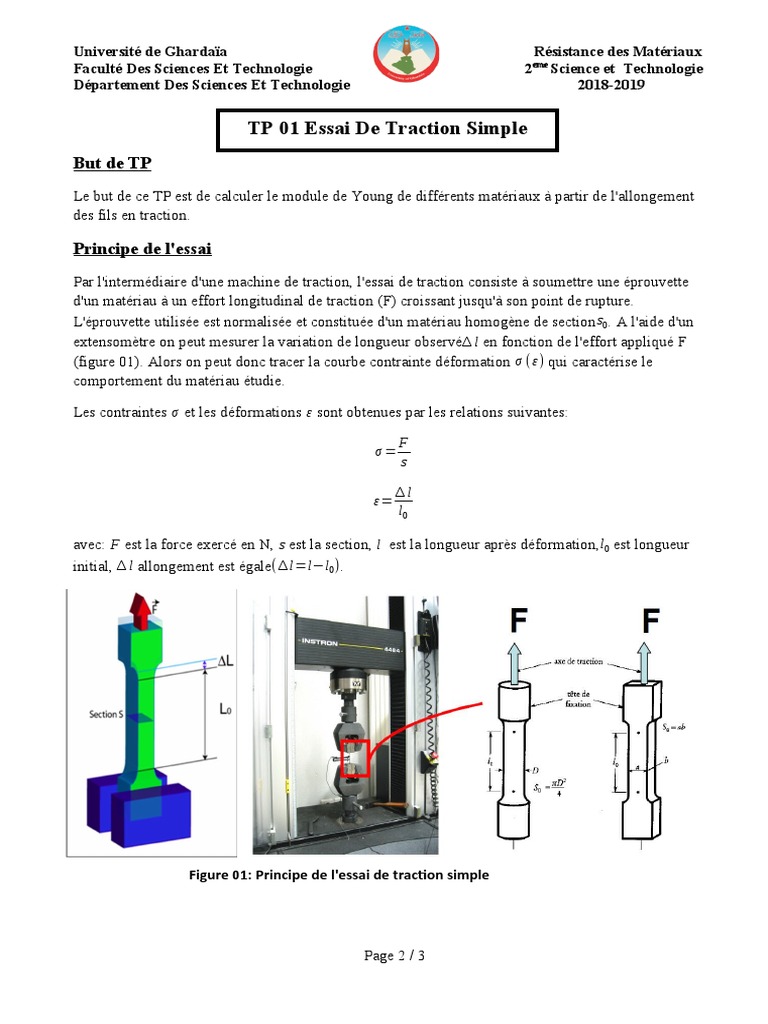 Essai de Traction : Module de Young | PDF | Élasticité (Physique ...