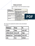 Q1-Copy & Complete This Table To Show The Function of Each Component of Blood