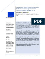 Peritraumatic Distress and Perceived Mental Healthcare Needs Among Residents of A Community Housing During COVID-19