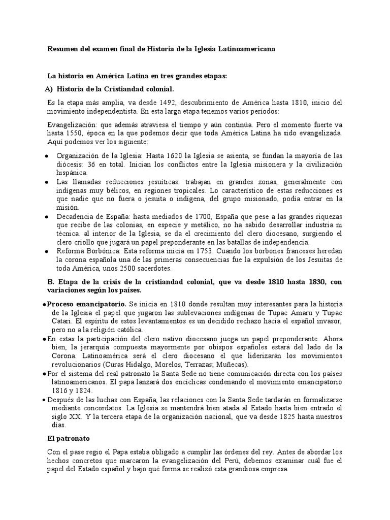 Resumen de Historia de La Iglesia | PDF | Iglesia Católica | Francisco ...