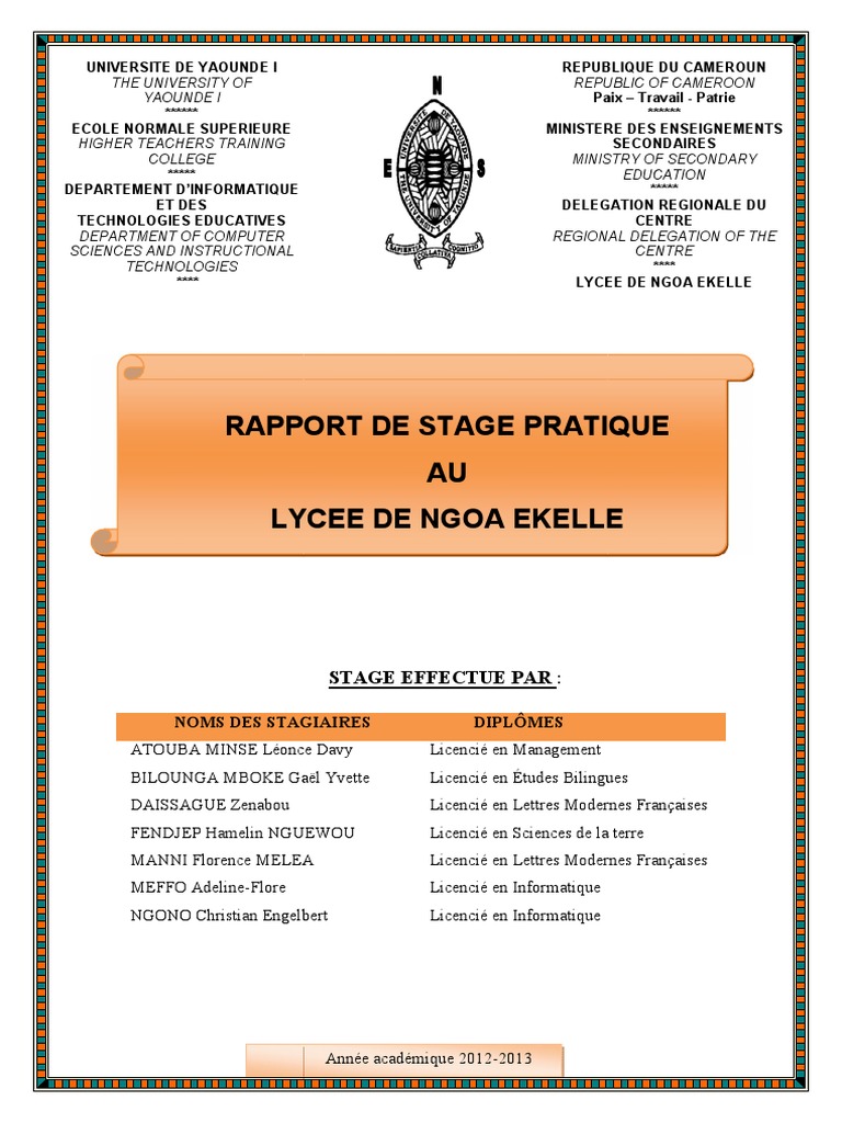 Rapport De Stage Def Pdf Pedagogie Informatique