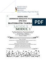 Matematik Tambahan: Modul Mas (Minimum Adequate Syllabus) SPM 2019