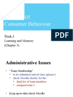 MARK 305 Consumer Behaviour: Week 3 Learning and Memory (Chapter 3)
