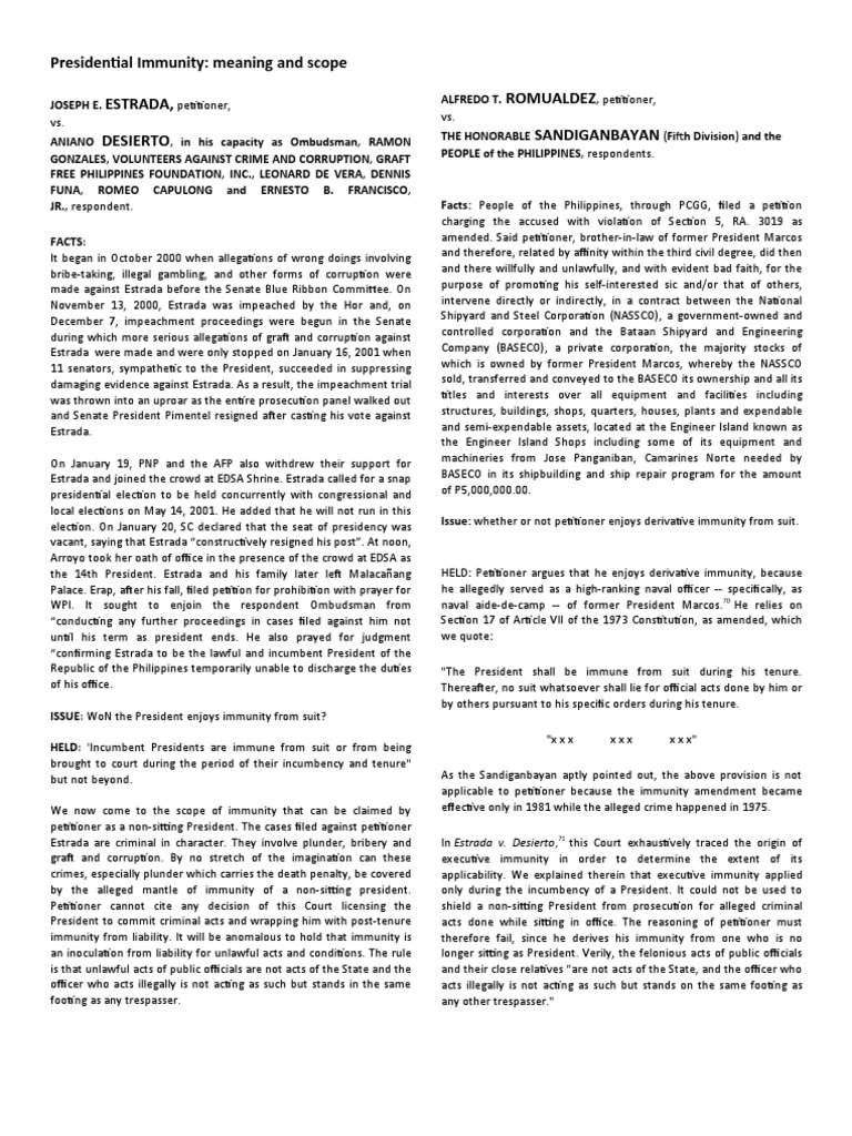 Presidential Immunity Explained | PDF | Sovereign Immunity | Government