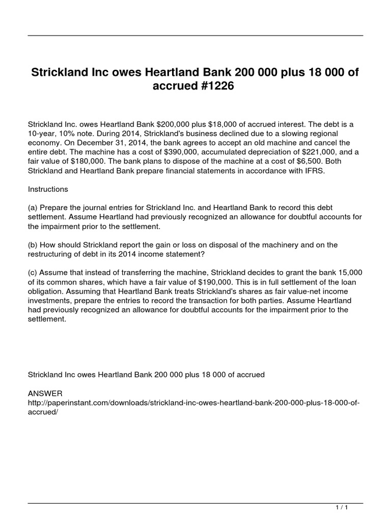 Strickland Inc Owes Heartland Bank 200 000 Plus 18 000 of Accrued PDF