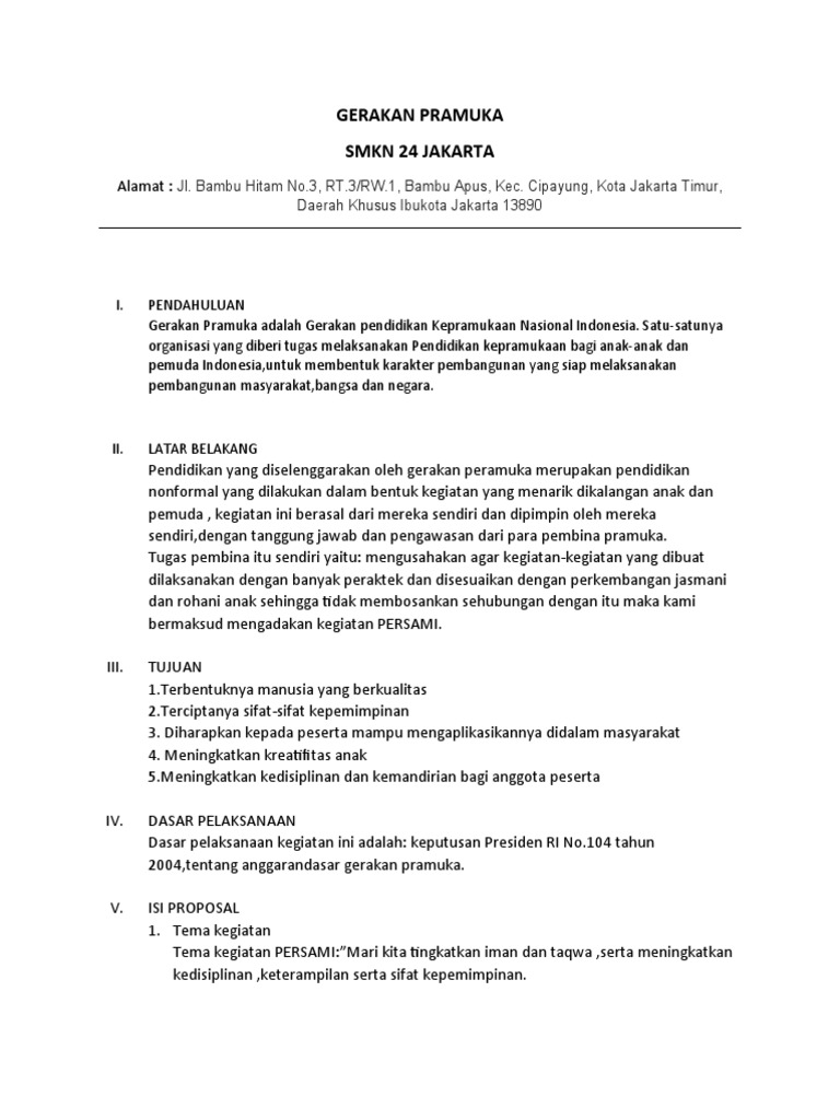 Proposal Kegiatan Persami | PDF