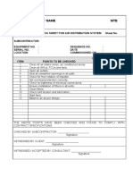 Commissioning Check Sheet For Air Distribution System