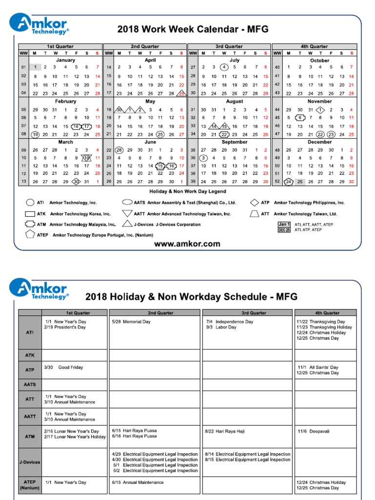 2018 Amkor WW Calendar MFG PDF PDF