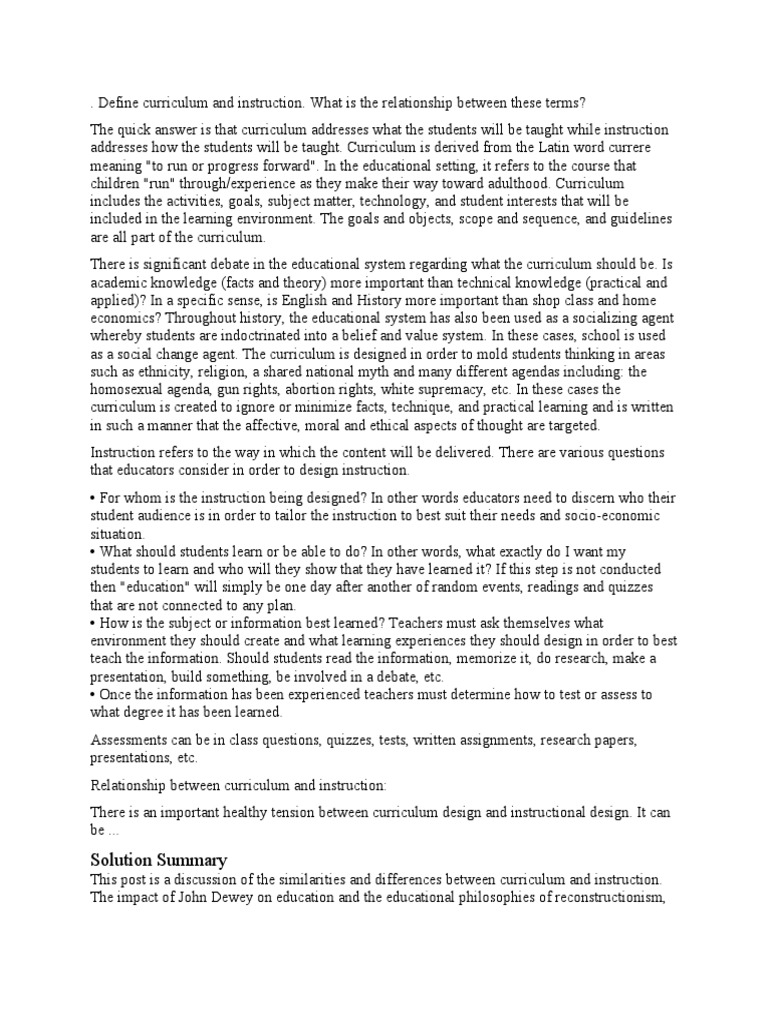 WHAT IS CURRICULUM AND INSTRUCTION IN EDUCATION intelligence overview