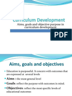 Aims, Goals and Objective Purpose in Curriculum Development