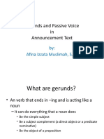 Gerunds and Passive Voice in Announcement Text