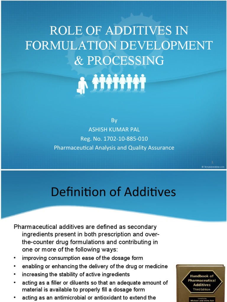 Role of Additives in Formulation Development & Processing PDF Tablet (Pharmacy